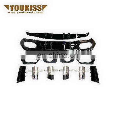 High Quality New pattern For Mercedes Benz A-class W177 upgrade A35 AMG Rear Diffuser With Exhaust Pipe Rear Tips