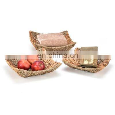 Hot Sale Hyacinth and Seagrass 3 Piece Basket Set Platter Tray Wholesale High Quality Vietnam Cheap photo-2