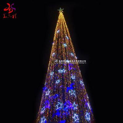 Decorated Wholesale 6.5FT Giant Outdoor&Indoor Realistic Green Pink Blue Christmas Decoration Prelit Lighting Artifical Christmas Tree photo-5
