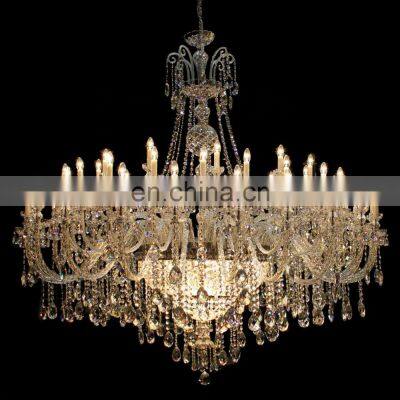 Luxury customize large glass arms crystal chandelier hotel wedding events decorations candle chandelier