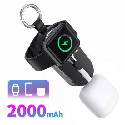 Portable Wireless Watch Charger Power Bank 2000mAh for A Watch 9 8 7 6 5 3 2 SE Keychain Small Mini Pocket Emergency Power Bank photo-3