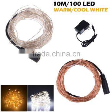 33Ft 100 LED Copper Wire string lights DC12V LED Fairy Lights for Outdoor Christmas Wedding Party Decor