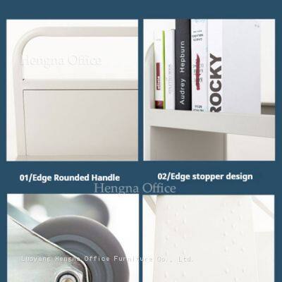 High-Quality Double Sided Mobile Steel Book Cart With Wheels for School and Public Library photo-5