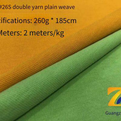 guangzhifeng 2793# двойной пряжи простой тканый гладкий хлопковый двойной пряжи односторонний модный брендовый футболочный материал 26 штук, 260 г