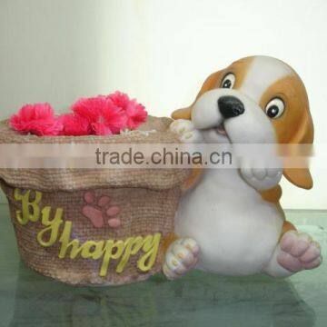 Polyresin dog figurine flowerpot for office/ home / garden decoration