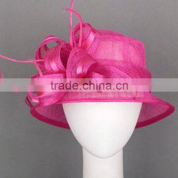 Pink Sinamay Hat With Flower Decoration