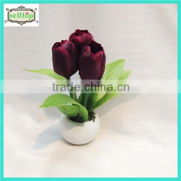 cheap 15cm 3heads silk tulip artificial bonsai decoration