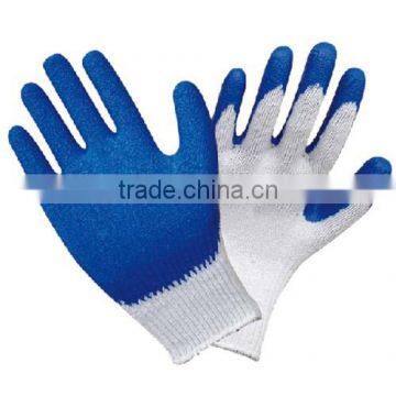 bleached white cotton blue latex coated glove