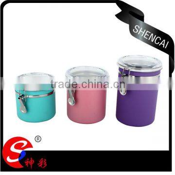 silicone color nice looking food storage canister metal food canister set