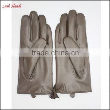 Grey Sheep Leather Touch Screen Women Leather Gloves Tasseled Gloves Fashion Elements