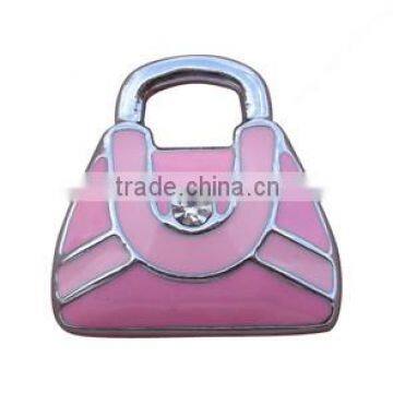 Silver Hand Bag Pendant with Pink Wholesale pink woman bag shaped pendant for best friend Pink bag design pendant