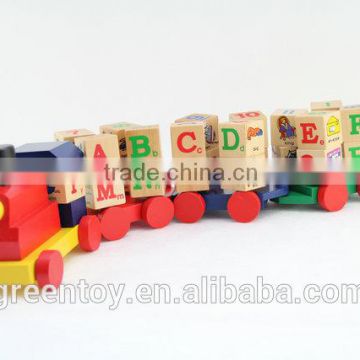 wooden block train educational toys baby gift