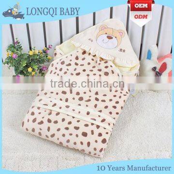 BB-LZ-009 velvet cute hooded lace baby swaddle wrap blanket