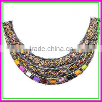 Garment accessories metal trims,Cheap OEM/ODM Colorful Beads Handmade Sew on Bohemia Net Cloth False Collar