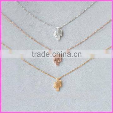 2016 New Fashion Yiwu Jewellery Minimalist Mexican Cactus Pendant Necklace