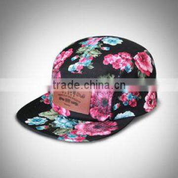 Floral Sublimation Printing Caps, Leather Embossed Patch Hats, Metal Buckle Leather Strap Snapback Caps photo-2