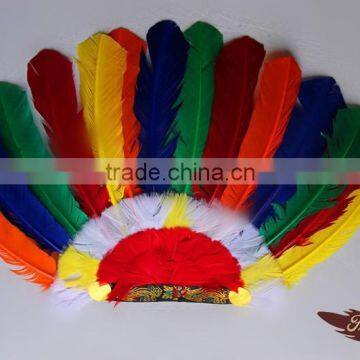 Colorful Indian Feather Headdress With Turkey Feather