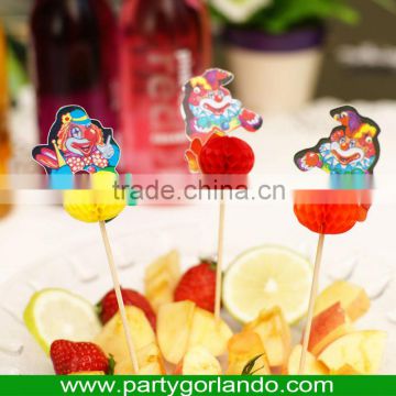 100mm Clown disposable swizzle wooden cocktail picks