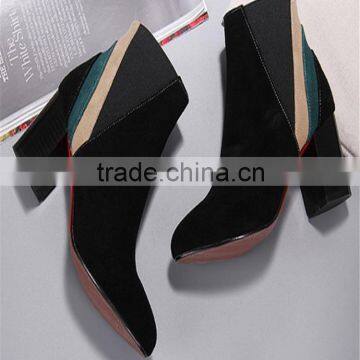 Thick High Heel Rubber Boots Women Lady Gaga Heels Suede Boots photo-2