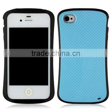 Light Blue mobile phone case with unique Carbon fiber design for iphone4/4s