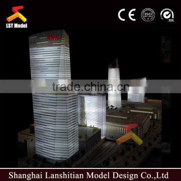 public building model with led light for real estate exhibition