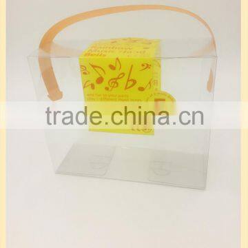 Clear PET folding box with handle for gifts packaging , cosmetic items , promotion items , underwear packaging