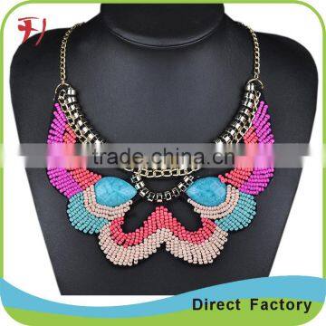 Short Bright Colors Chain Metal Glass Stone Necklace