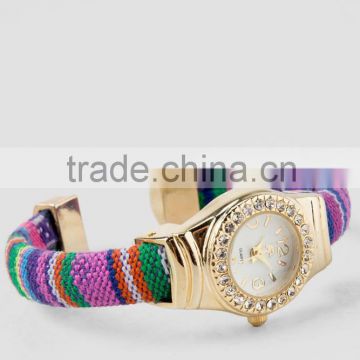 Vogue fabric cuff bangle watch womens bracelet watches