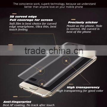  china phone accessories 3d full cover For s6 edge Tempered Glass Screen Protector