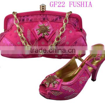 GF22 fushia New fashion design arrival 2015 shoes and bag low heel shoes platform comfortable for walking