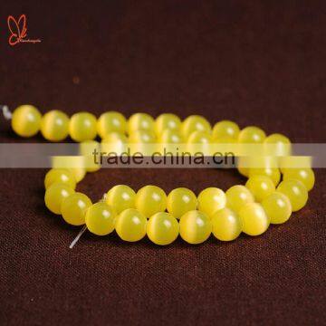 Gemstone Yellow Cat Eye Round Beads Jewelry