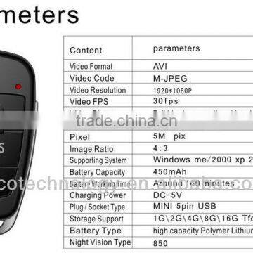 1080P Night Vision Action Camera Motion Detection DVR Car Key Camera S820 photo-3