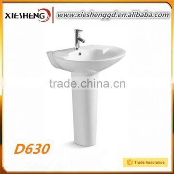 D630 Simple modern bathroom ceramic pedestal wash basin