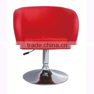 Mid-back Red PU leather classic bar chair with chrome base