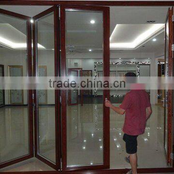 aluminum wood framed glass doors,glass interior folding doors,curtain wall bi folding doors