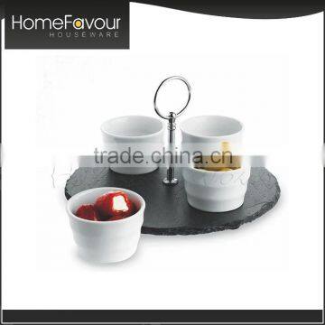 Trustworthy Manufacturer BS6748 Passed Slate Tray With Handle 5pcs Tapas Set