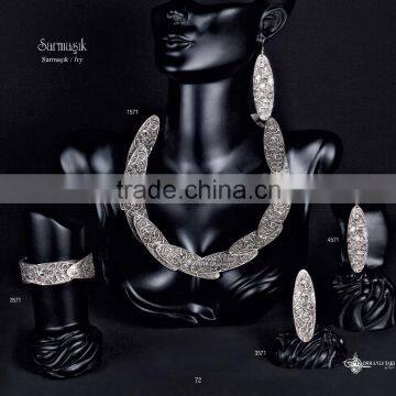 Ring Earring Bracelet Necklace Authentic Turkish Ottoman Jewelery Set photo-4