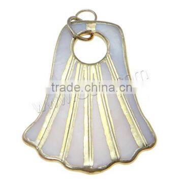 With Brass Natural Freshwater Shell Pendants