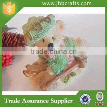 Teddy Bear Figurine Snow Skiing Polar Bear Winter Holiday Home Decor