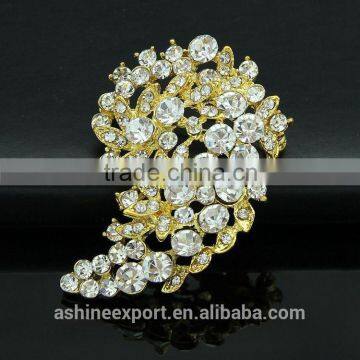 Bridal Bright Leaf Flower Rhinestone Brooch/handmade Rhinestone Brooch photo-2