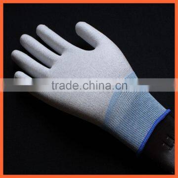 Carbon fiber conductive pu coated palm gloves with cheap price