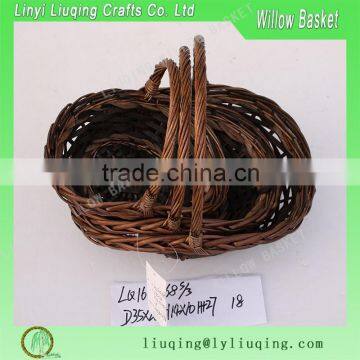 boat shaped wicker fruit basket with bandle for market