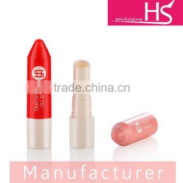 Unique crayon shaped plastic round lip balm tube