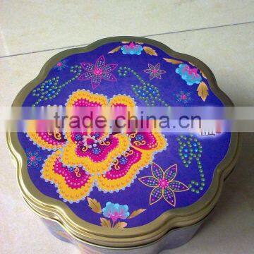 Pretty Flower shaped biscuit can storage box