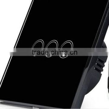US/ EU Standards Modern Tempered Glass 3 Gang 1way White Wall Electric Smart Touch Switch photo-2