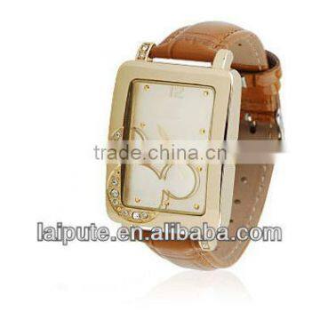 2013 hot sales Fashion Leather strap wrist ladeis watch with pc movt