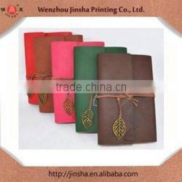 2014 factory manufactural wholesale loose leaf type with leather rope and copper leaf