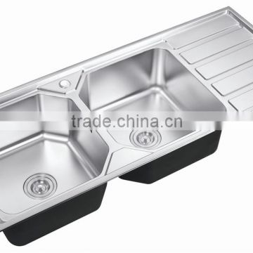 1200X500 Double Bowl l Kitchen Sink With Drainboard