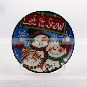 Cheap christmas snowman decorative plates ceramic dishes