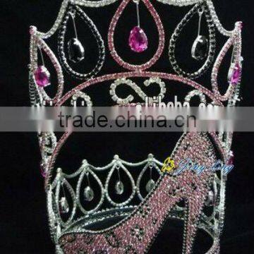 Big Heels Crown Rhinestone Full Round Pageant Crown